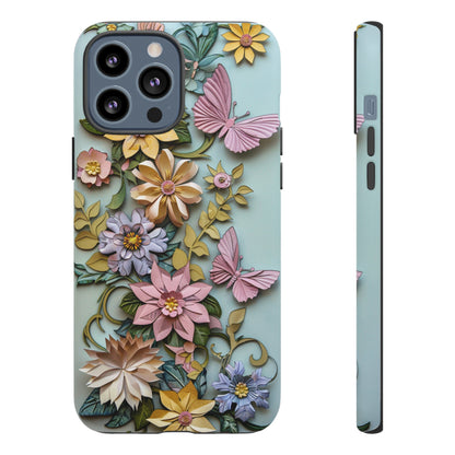 Pastel Pink Butterflies and Flowers iPhone Case