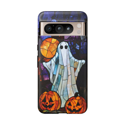 Stained Glass Halloween Ghost and Jack-o'-Lanterns Phone Cover