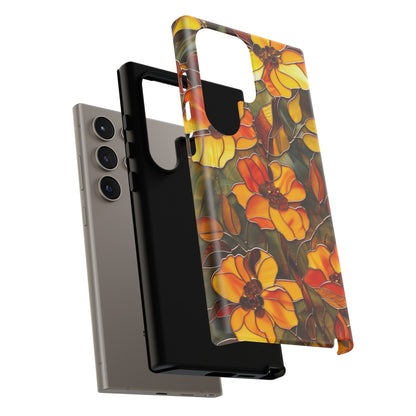 Orange Floral Phone Case Stained Glass Style