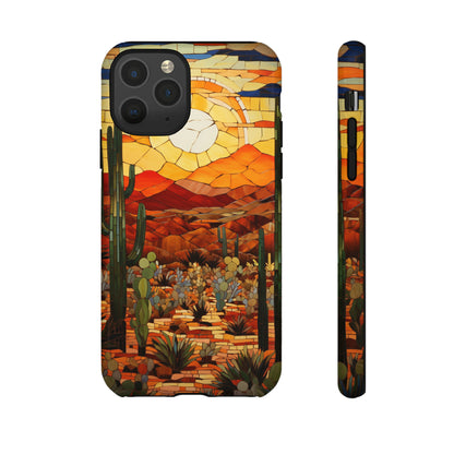 Desert Sunset Cactus Mosaic Tile