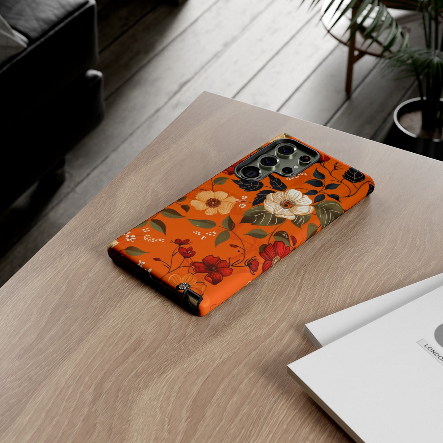 Orange Floral Phone Tough Case