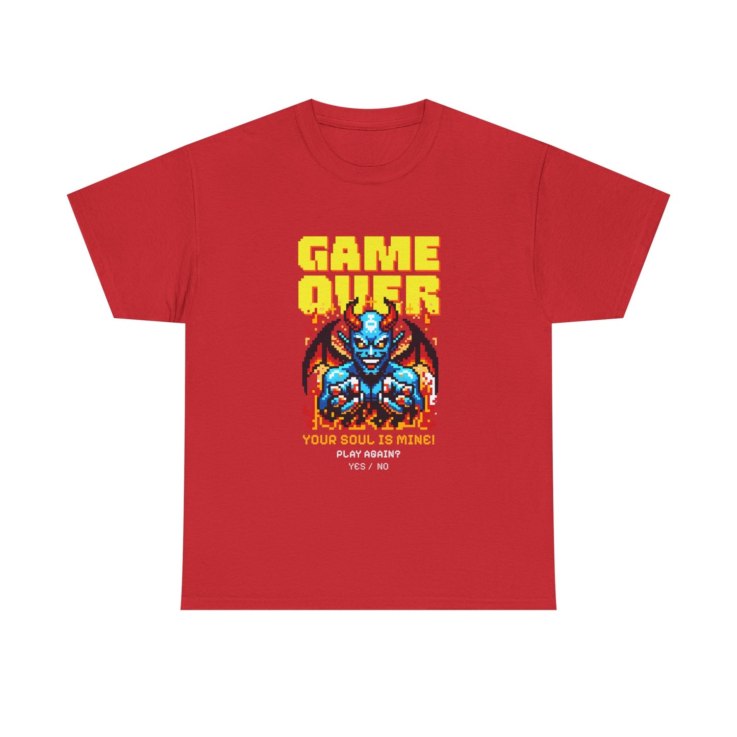 Satan Game Over T-Shirt Retro Gaming Dark Humor Sci-Fi Tee