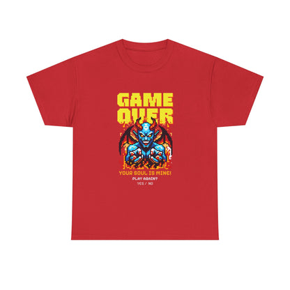 Satan Game Over T-Shirt Retro Gaming Dark Humor Sci-Fi Tee