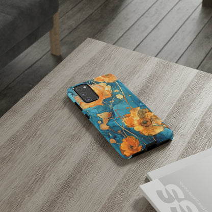 Gold Poppies Color Splash Floral Design Phone Case