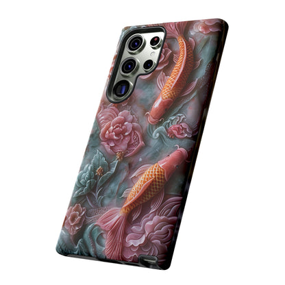 Pink Marble Fish Asian Jade Carving Koi Art Phone Case