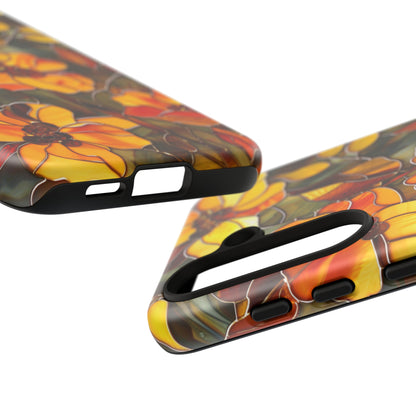 Orange Floral Phone Case Stained Glass Style