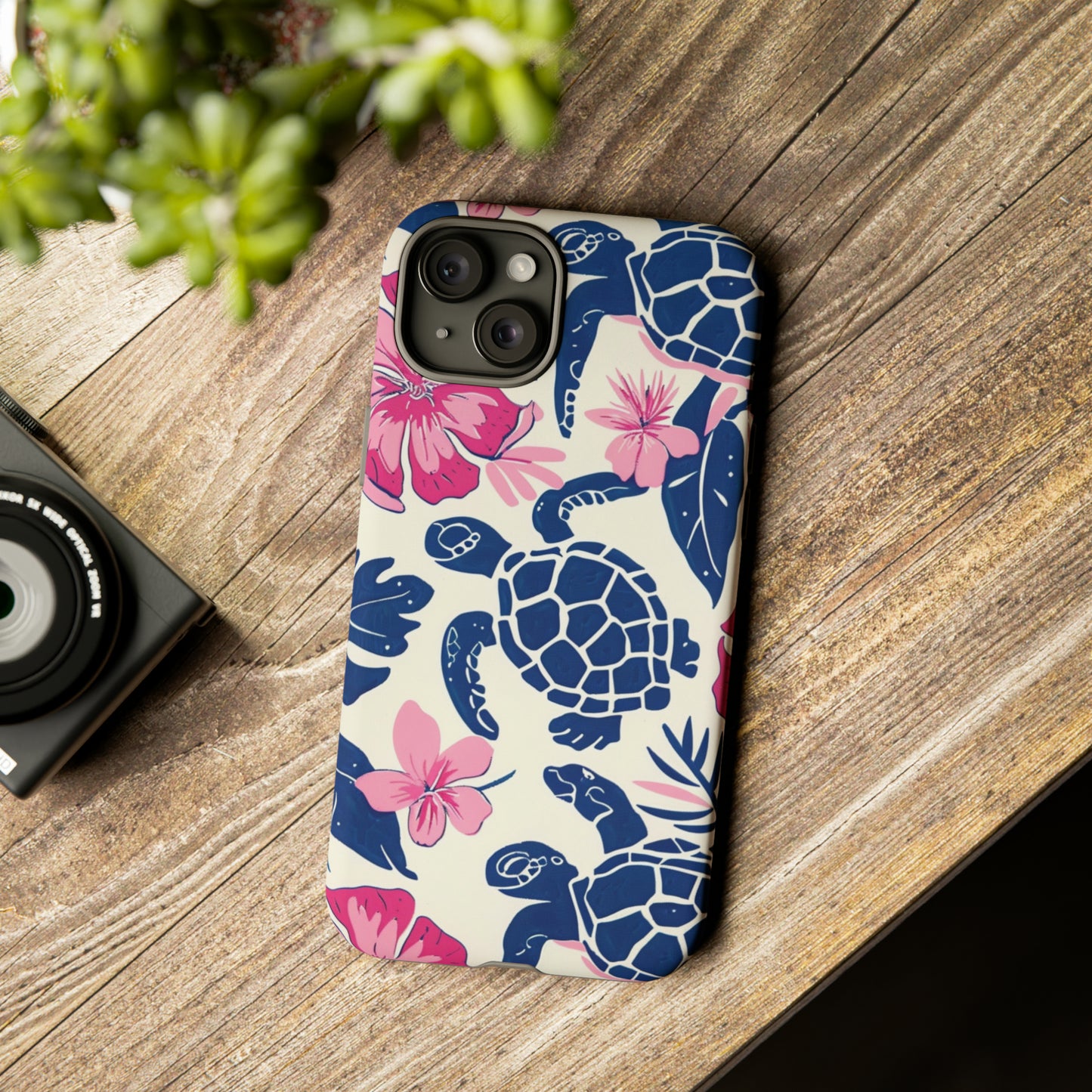 Undersea Floral Blue Sea Turtle Phone Case