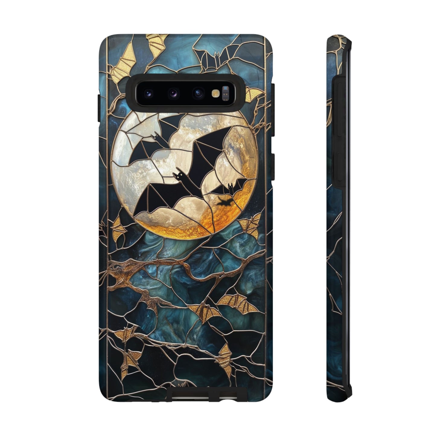 Halloween Phone Case Bats Stained Glass Style Spooky Moon Phone Cover