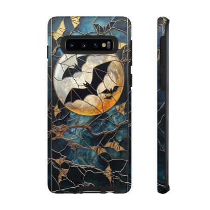 Halloween Phone Case Bats Stained Glass Style Spooky Moon Phone Cover