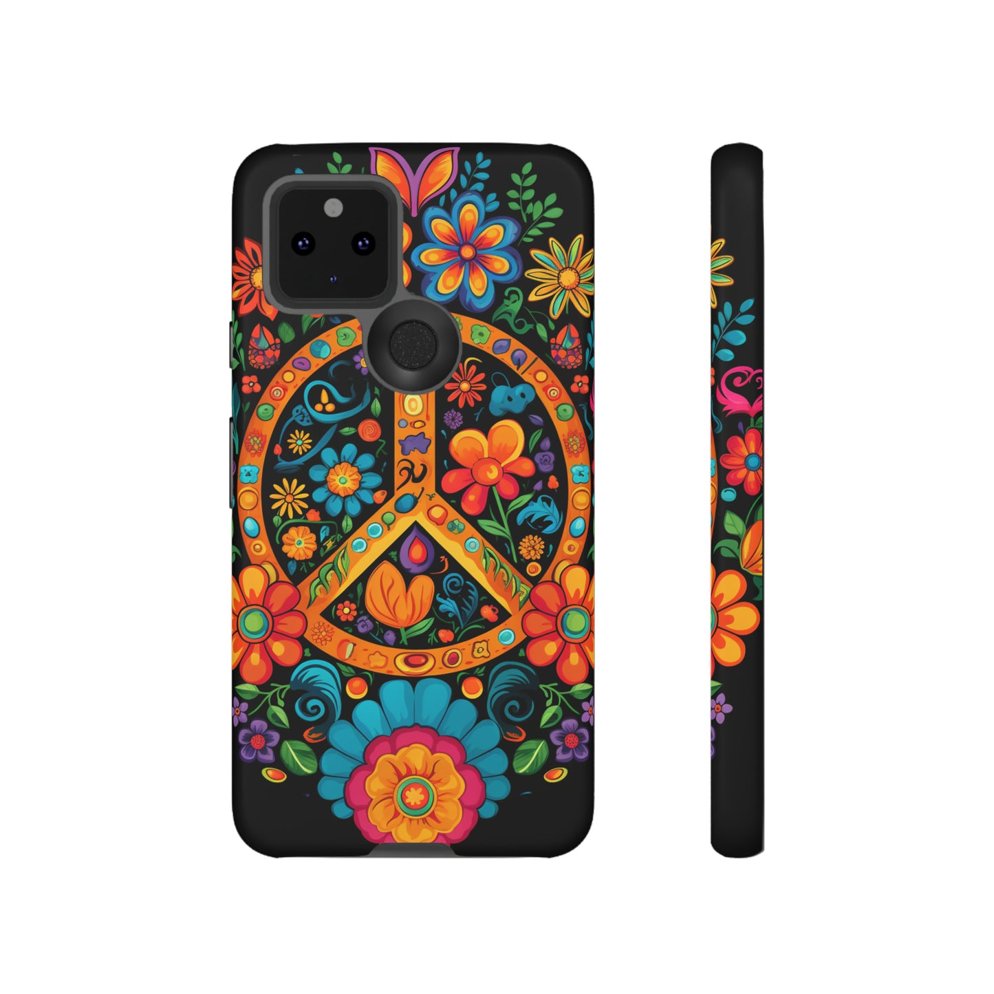 Peace Sign Embroidery Floral Hippie Style Phone Case