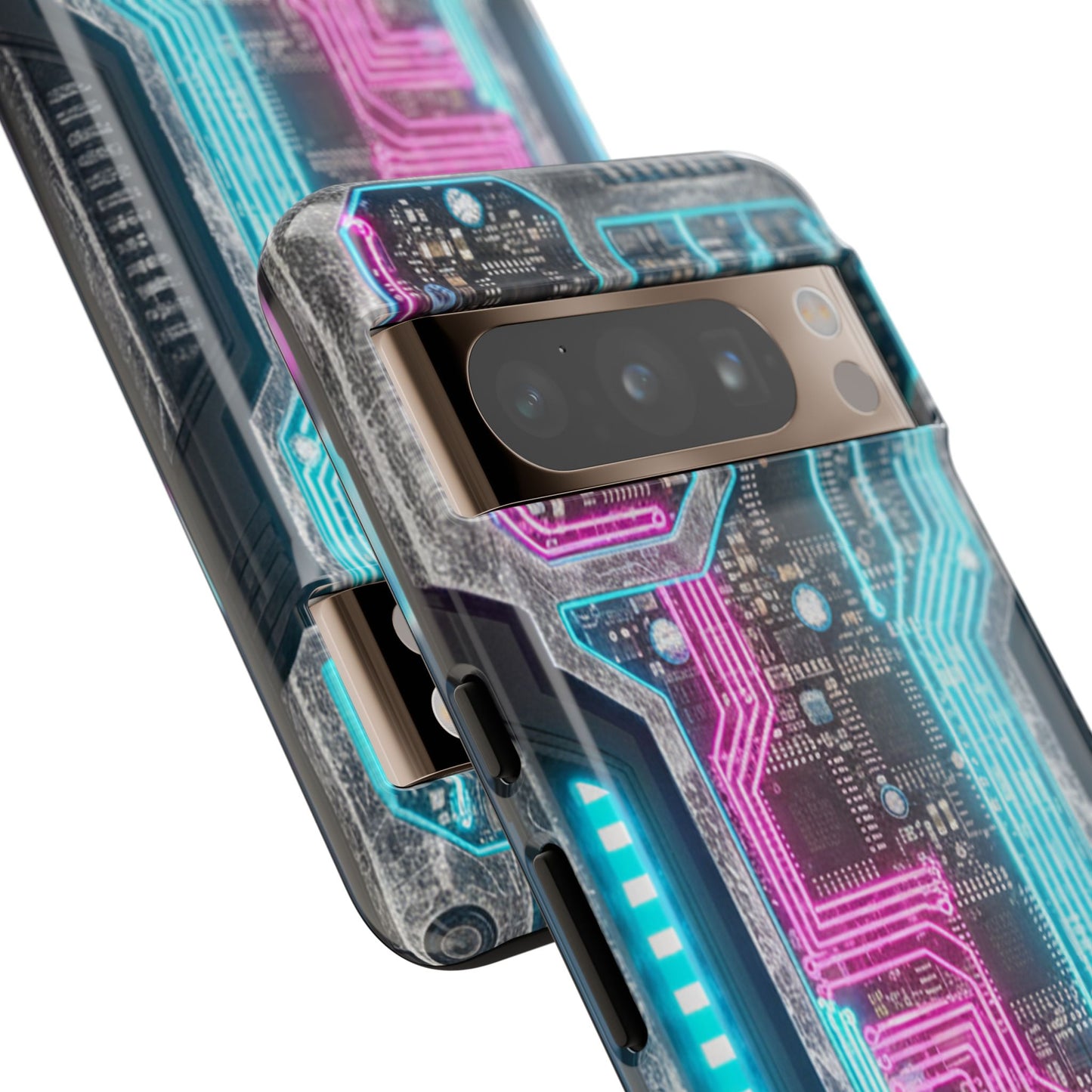 Rugged Tech Phone Case Cyber Circuit Armor Futuristic Neon Circuit Design Heavy Duty Protective Cyberpunk Phone Cover