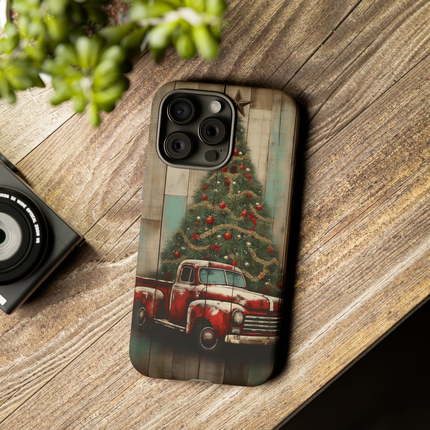 Classic Red Pickup Truck Christmas Phone Case