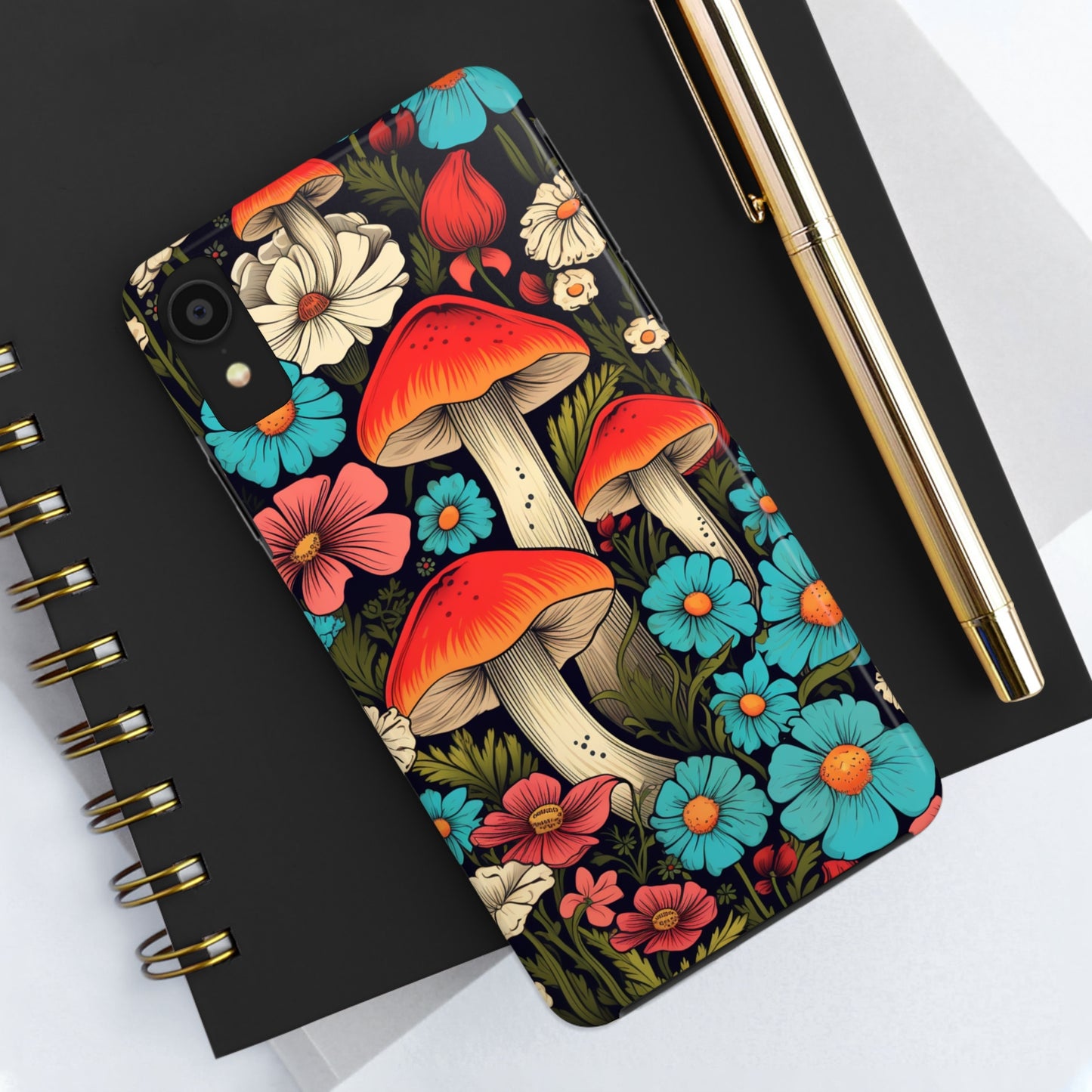 Psychedelic Retro Mushrooms iPhone case | Dive into Vintage Vibes