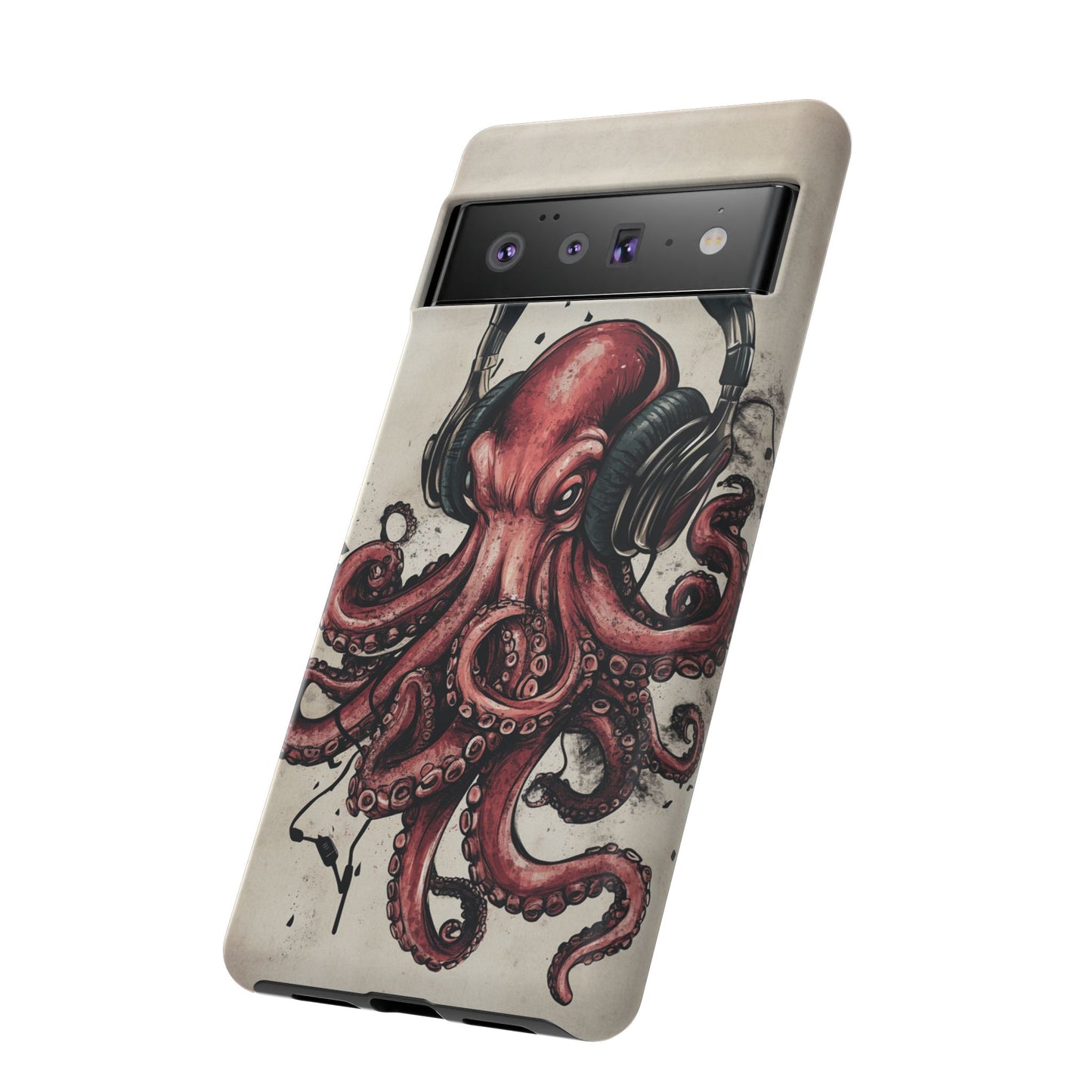 Retro Style Japanese Octopus Listening to Headphones Phone Cover