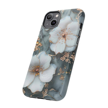 White Flower on Marble Stone  Phone Case