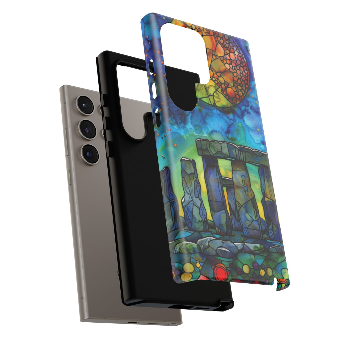 Stonehenge Neolithic Full Moon Stained Glass Watercolor Phone Cover