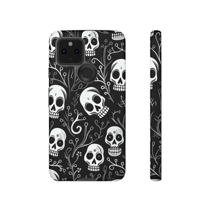 Join the Goth Side: Black Skull Floral Print | Mystical Elegance Case for iPhone, Samsung Galaxy, and Google Pixel