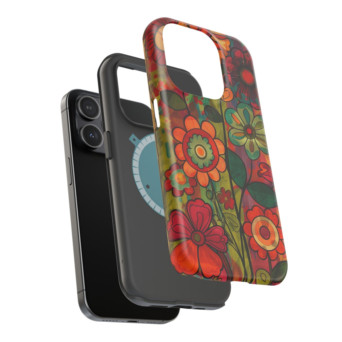 Retro Watercolor Abstract Floral Summer Style MagSafe Phone Case, iPhone 15 Case