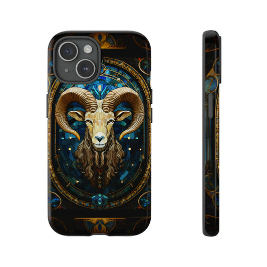 Aries Astrology Stained Glass Phone Case for iPhone 15