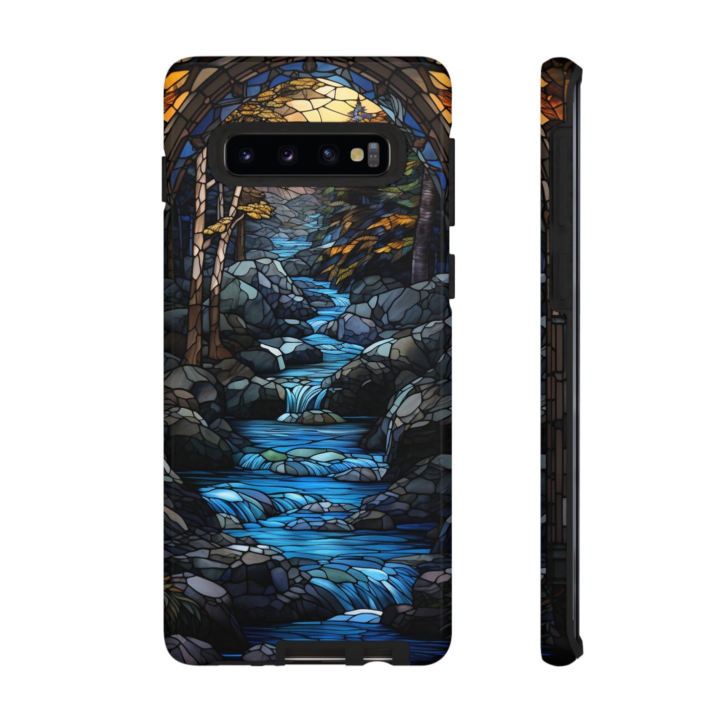 Stained Glass Stone Bridge and River Art Phone Case