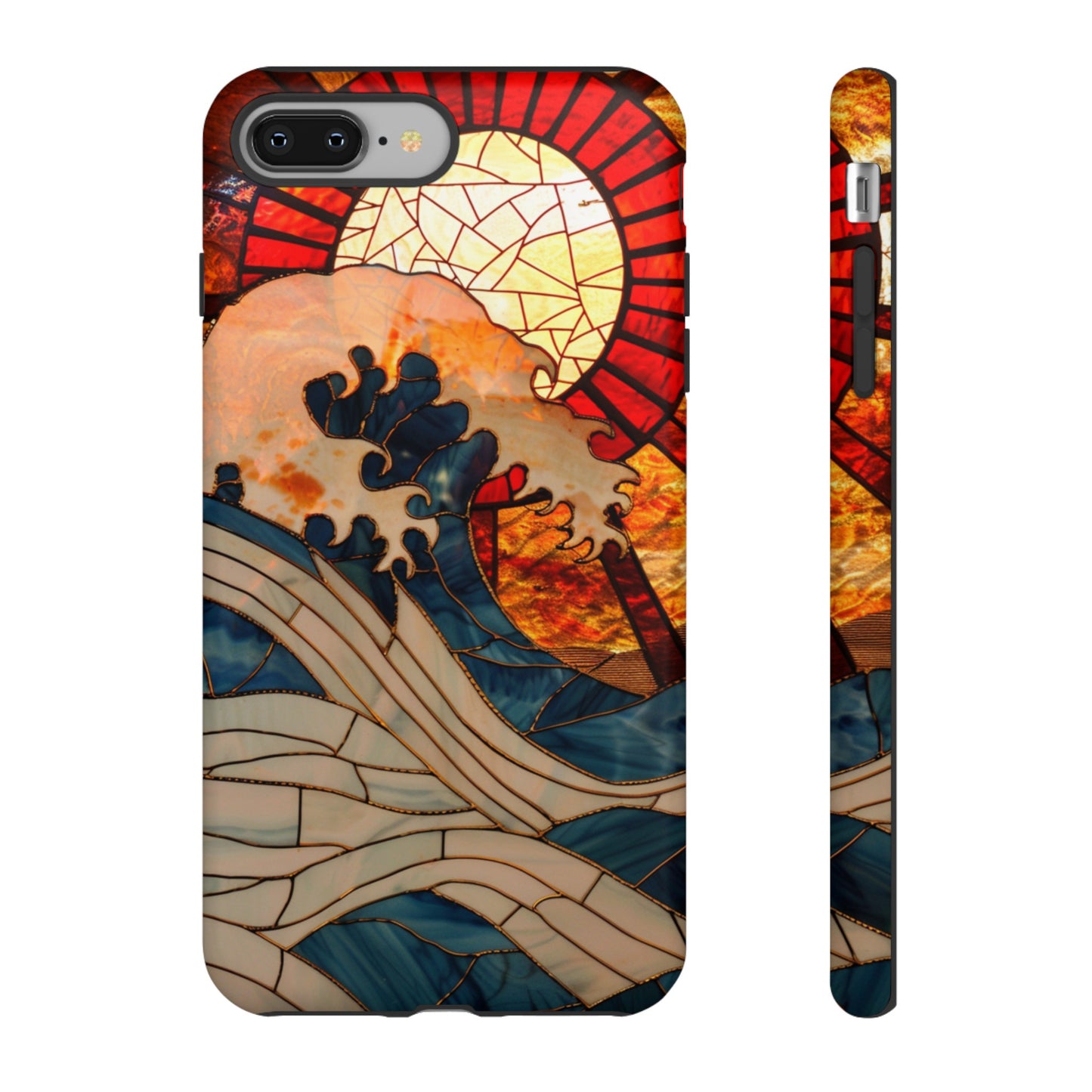 Japanese Rising Sun Phone Case Stained Glass Ocean Wave