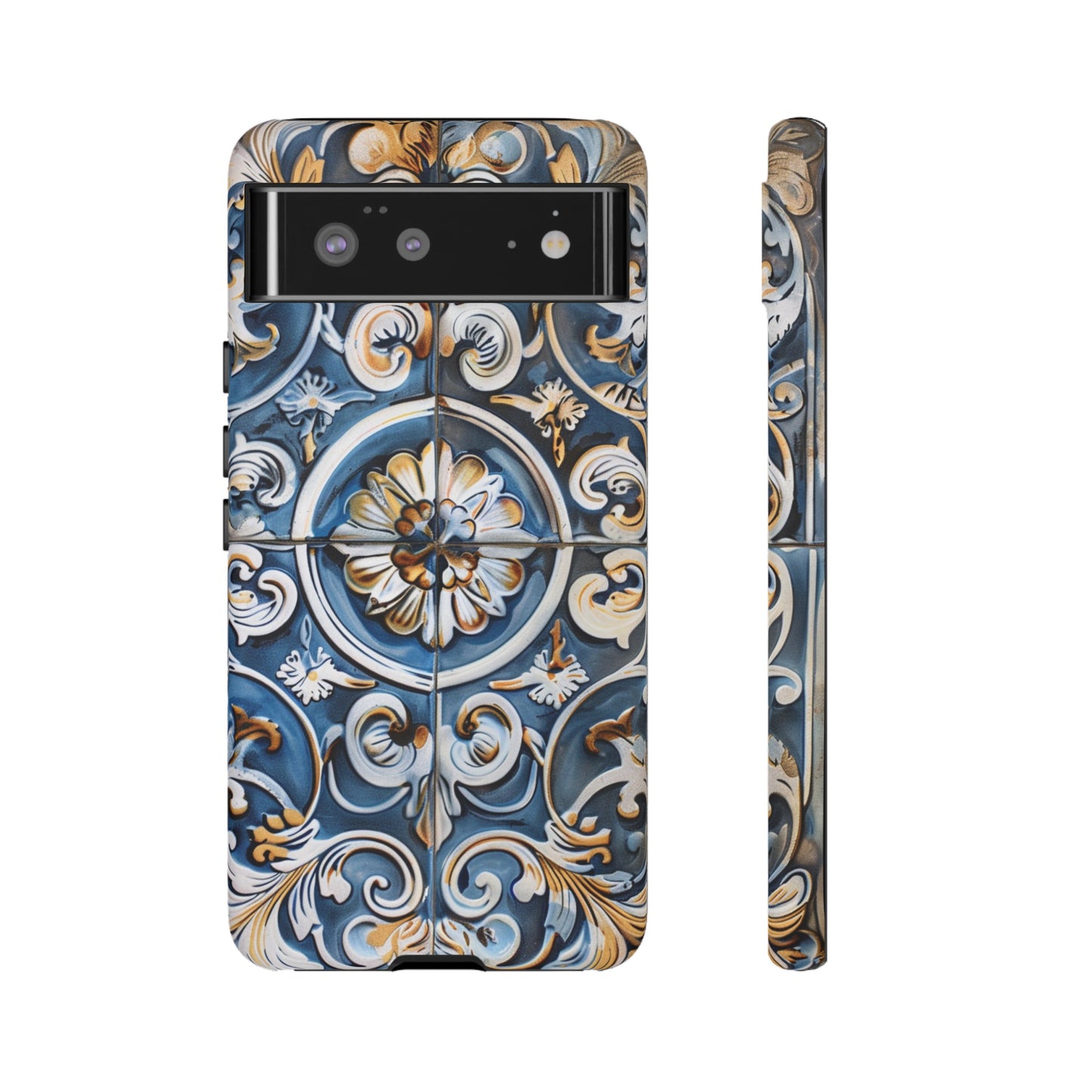 Azulejo Porcelain Blue & Creamy White Tile Mediterranean Design Phone Case