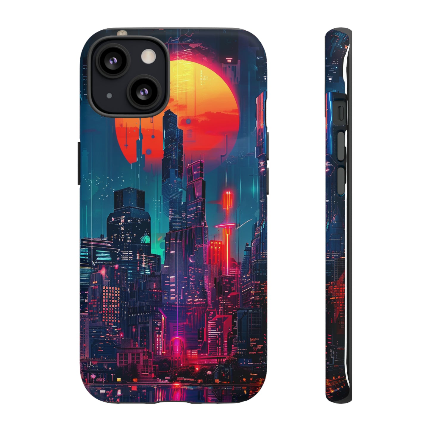 Cyberpunk Full Moon Cityscape Phone Case