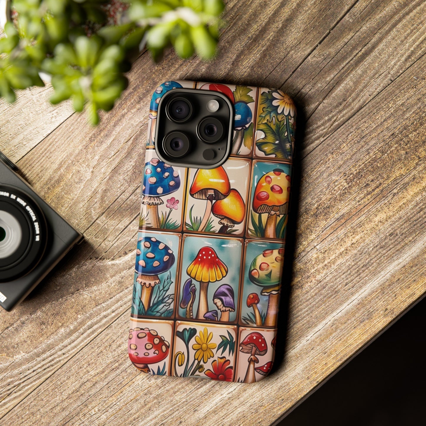 Trippy Magic Mushroom Tile  Abstract Art Phone Case