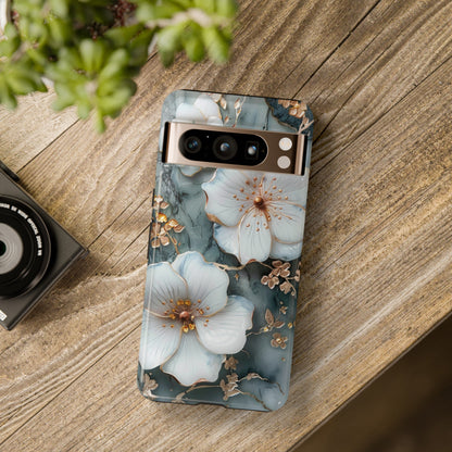 White Flower on Marble Stone  Phone Case