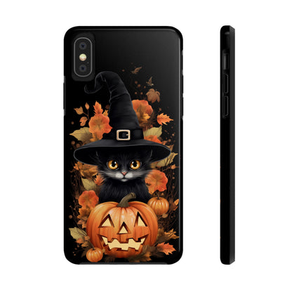 Halloween-themed iPhone Tough Case with cute witch cat design