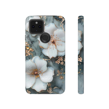 White Flower on Marble Stone  Phone Case