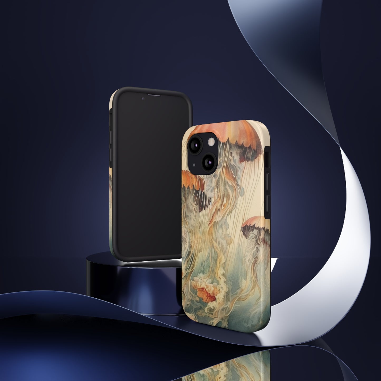 Floating Jellyfish iPhone Tough Case | Dive into an Ethereal Underwater World with Reliable Protection