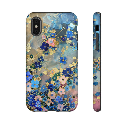 Forget Me Nots Gold Color Splash Floral Design Phone Case