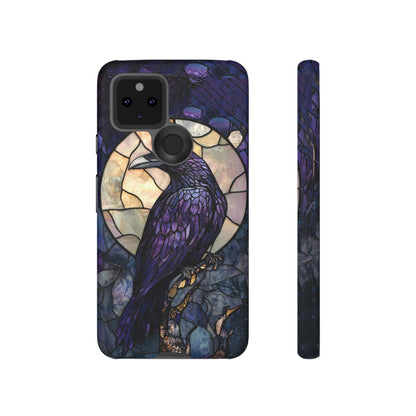 Halloween Phone Case Purple Raven Stained Glass Style Spooky Moon Phone Cover