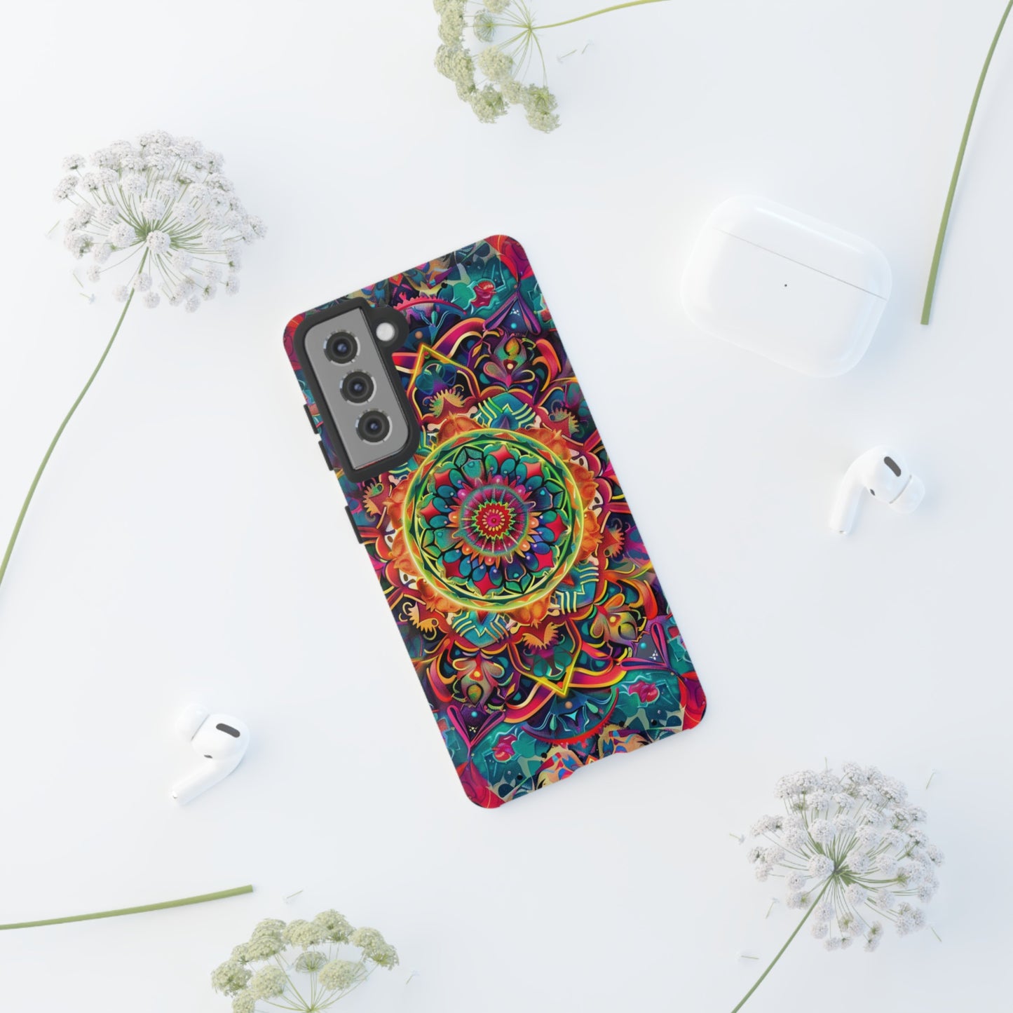 Cosmic Stained Glass Mandala Phone Case