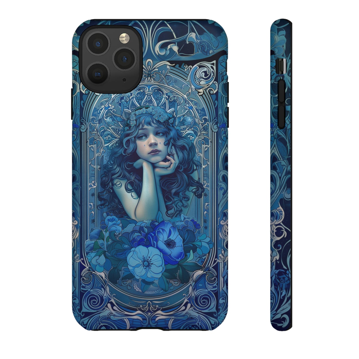 Blue Floral Art Nouveau Style Phone Case