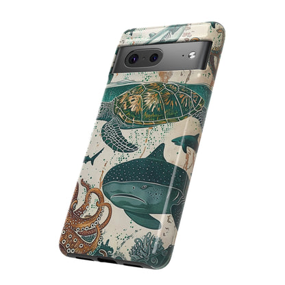 Undersea World Shark, Turtle, Manta Ray Phone Case