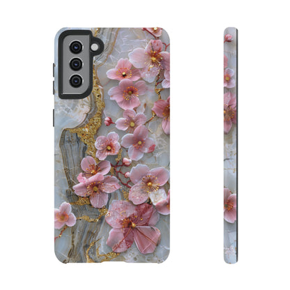 Pink Forget Me Nots Gold Floral Phone Case