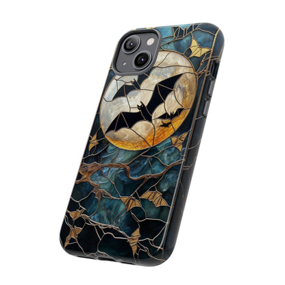 Halloween Phone Case Bats Stained Glass Style Spooky Moon Phone Cover