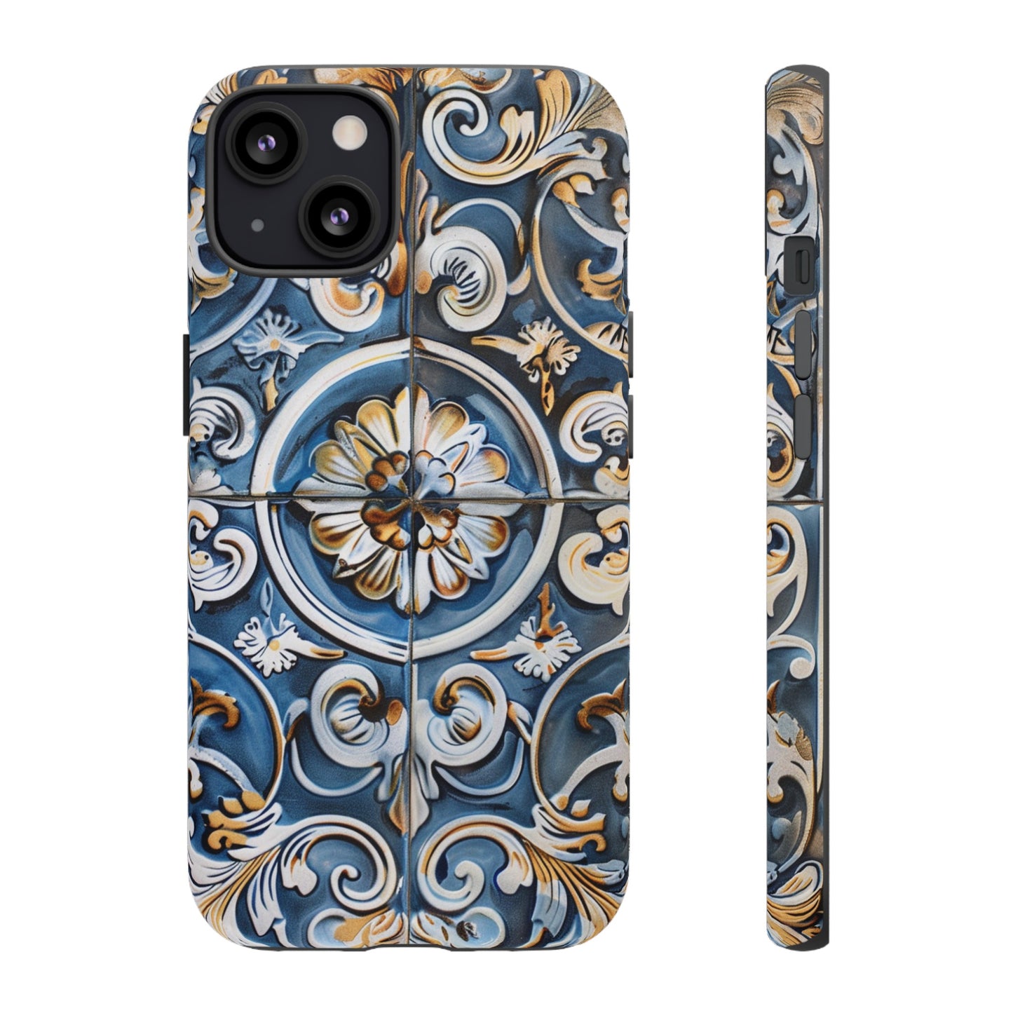 Azulejo Porcelain Blue & Creamy White Tile Mediterranean Design Phone Case