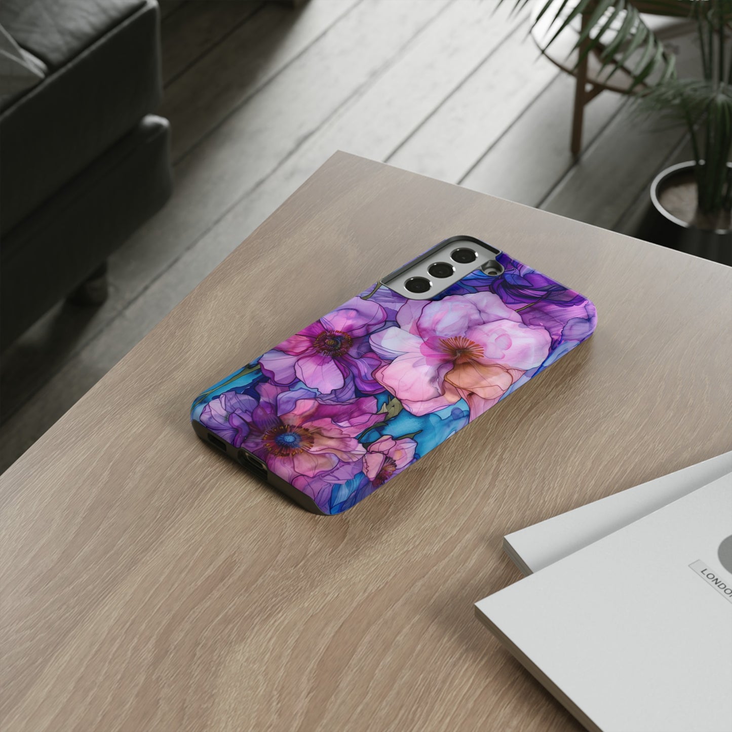 Purple Flower Stained Glass Phone Case