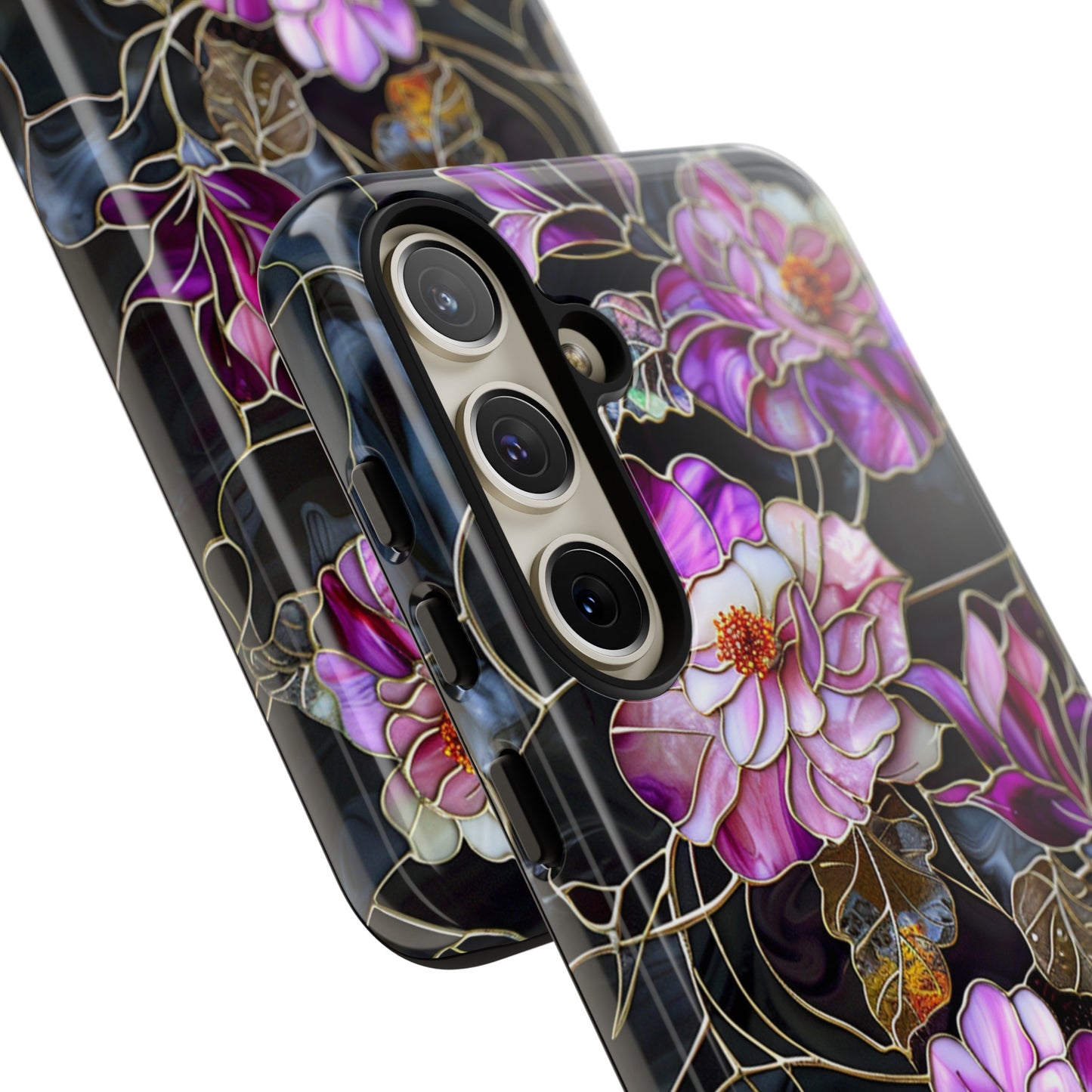 Magenta Color Floral Stained Glass Phone Case