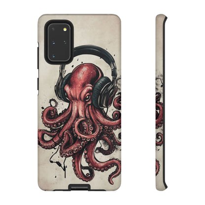 Retro Style Japanese Octopus Listening to Headphones Phone Cover