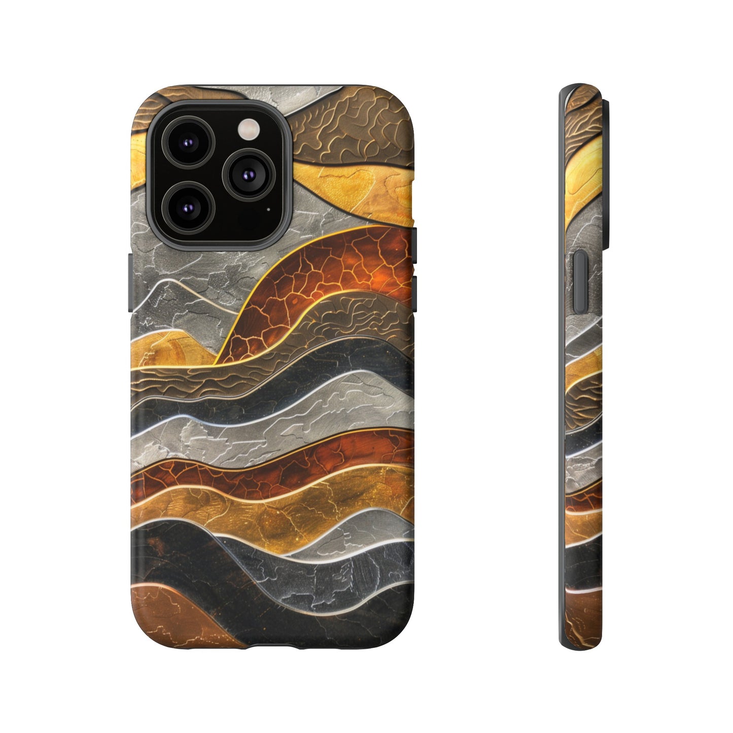 Abstract Gold and Silver Mountain Design Phone Case