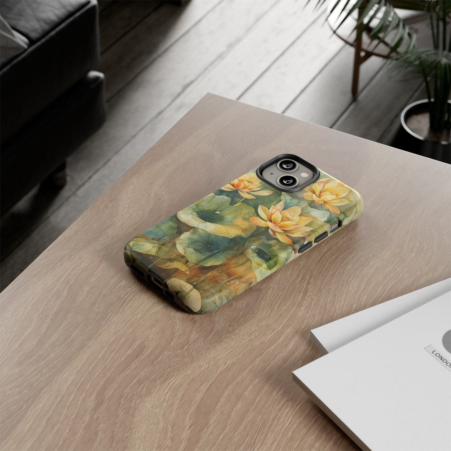 Zen Lotus Watercolor Painting iPhone 15 Case