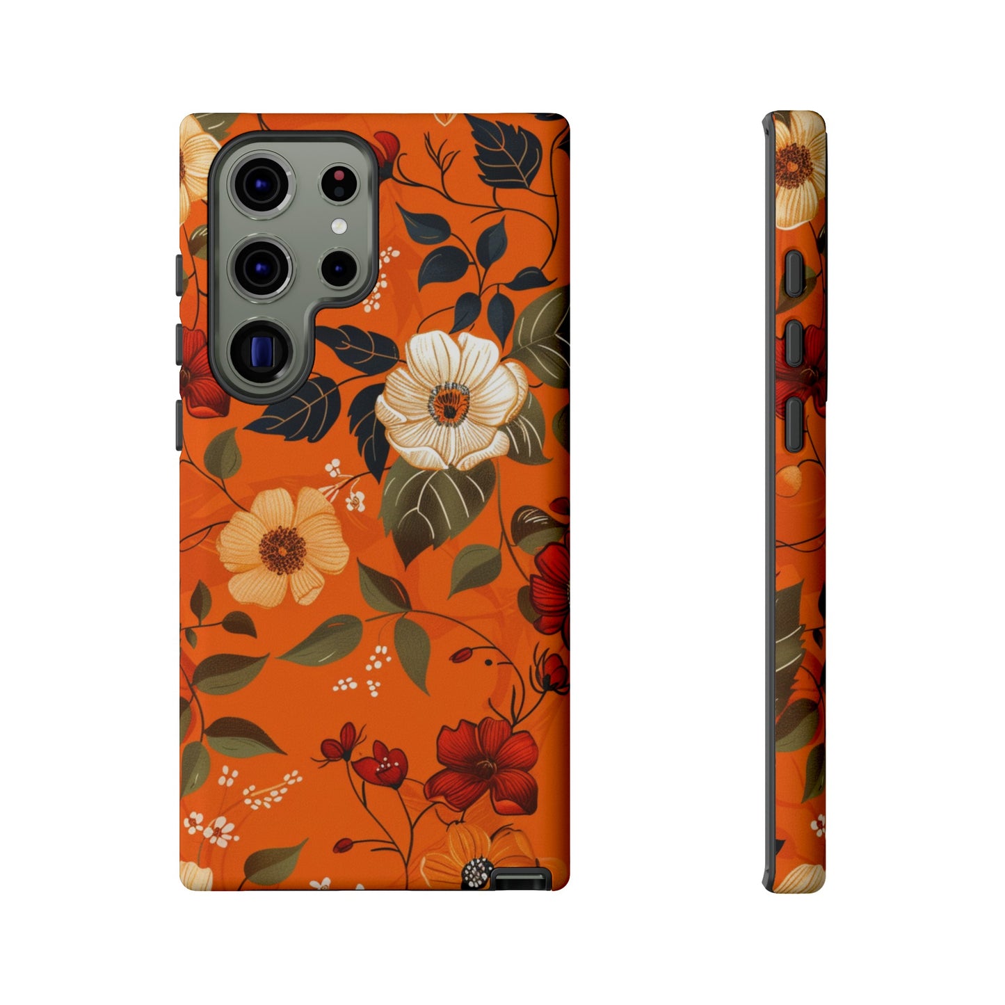 Orange Floral Phone Tough Case