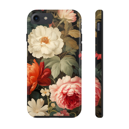 Vintage Floral Aesthetic Phone Tough Case | Antique Elegance for iPhone 11, 12, 13, 14