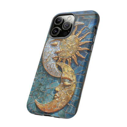 Boho Sun and Moon Mosaic Tile Stained Glass Phone Case