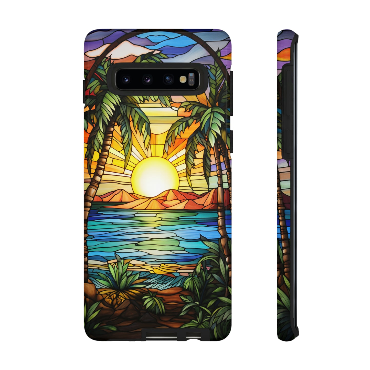 Tropical Stained Glass Sunset Beach