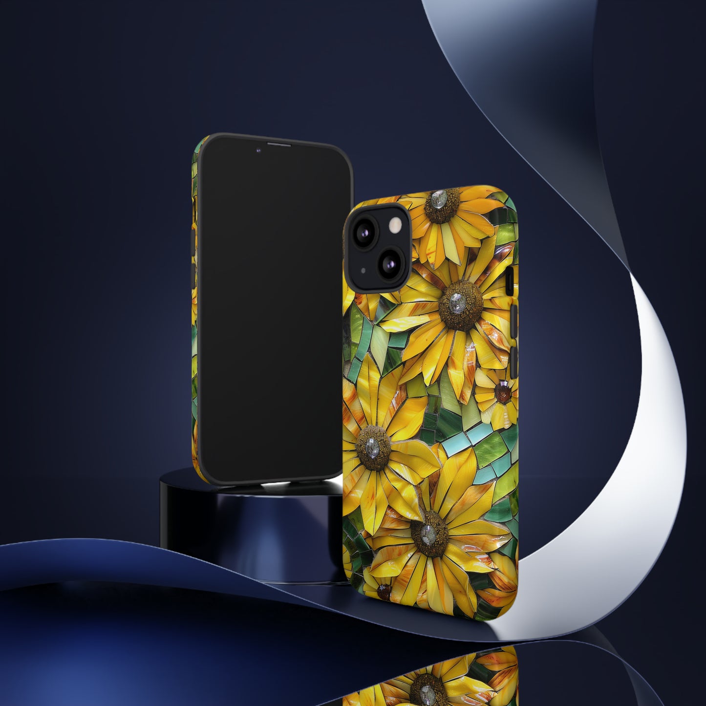 Yellow and Gold Daisy Mosaic Stained Glass Phone Case for iPhone 15, 14, Pro Max, 13, 12 & Samsung Galaxy S23, S22, S21, Google Pixel